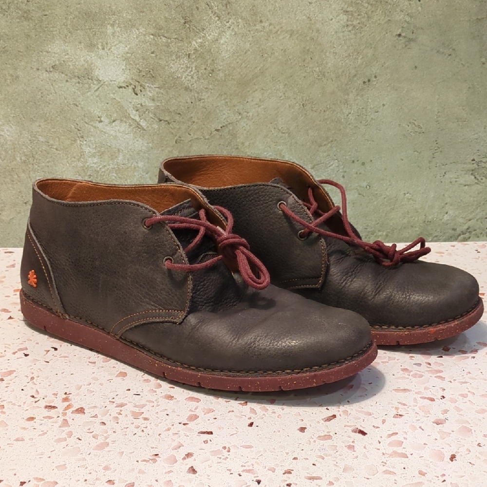 art Brand | Gray Pebbled Leather Shoes Recycled Materials Grey Euro 43 | US 10
